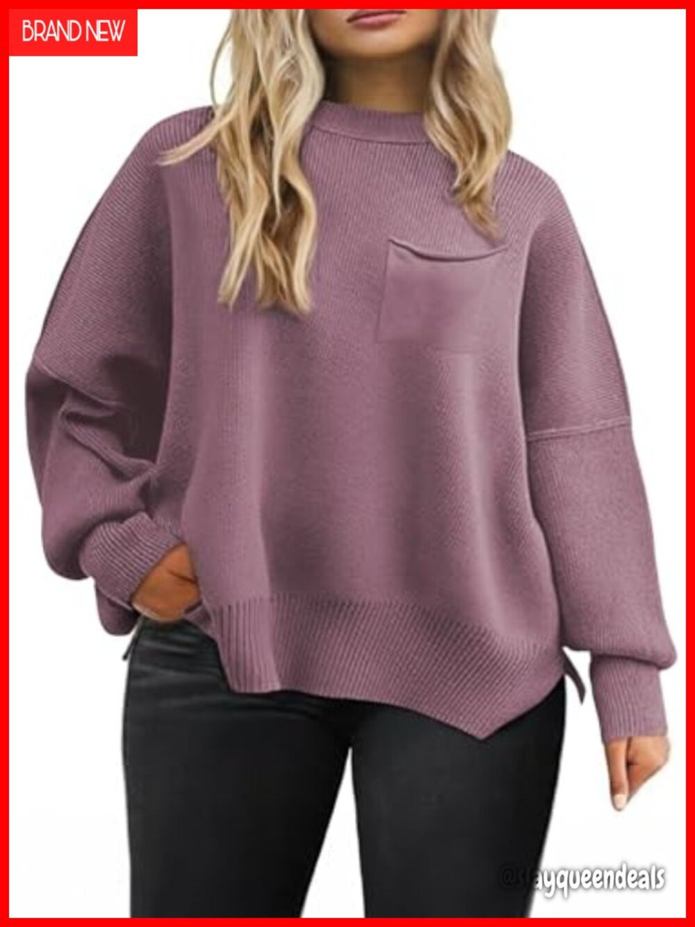 Plus Size Oversized Sweater Batwing Sleeve Tunic Pullover Knit Top
